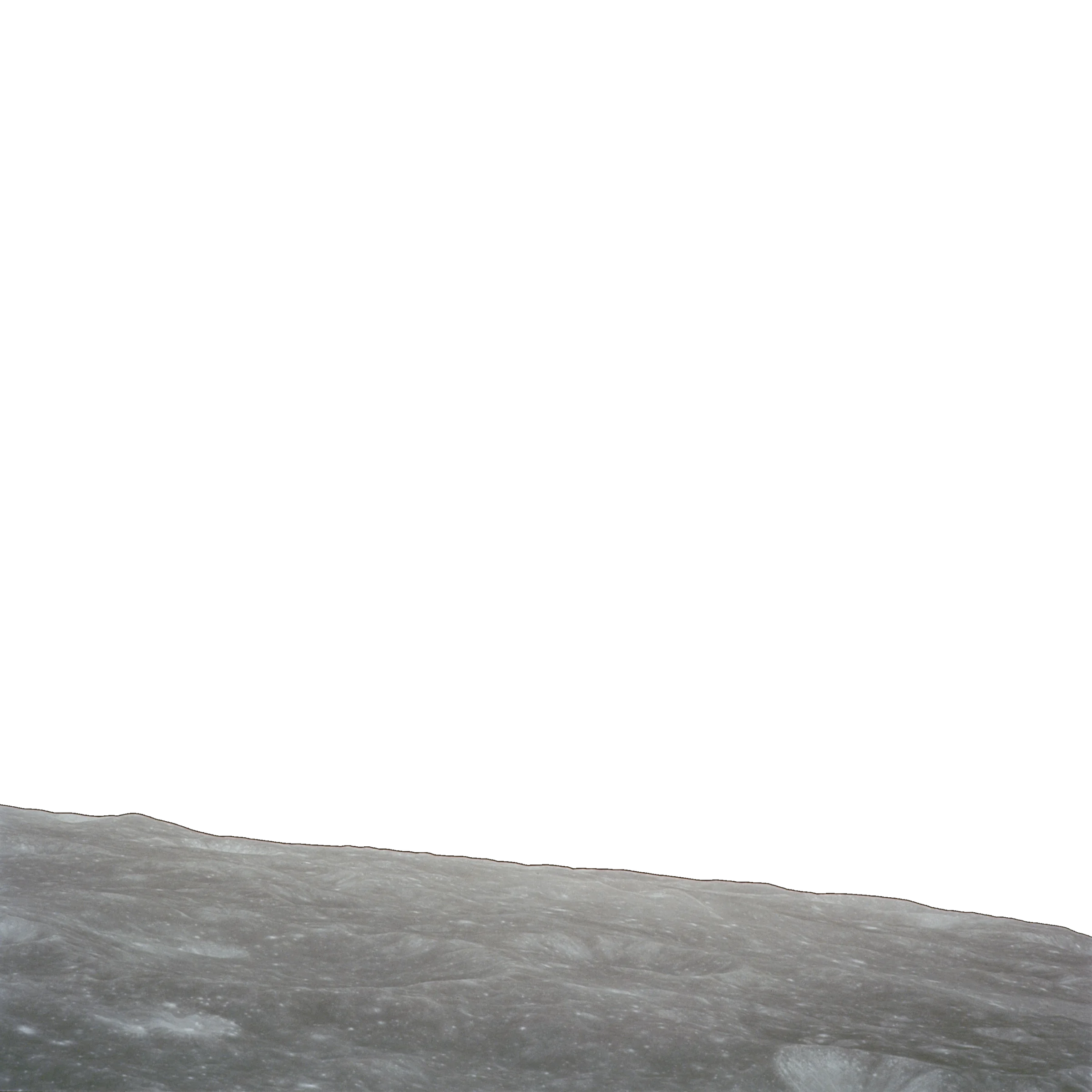 The Earth, small and half lit, rising above the grey horizon of the Moon, photographed from lunar orbit.