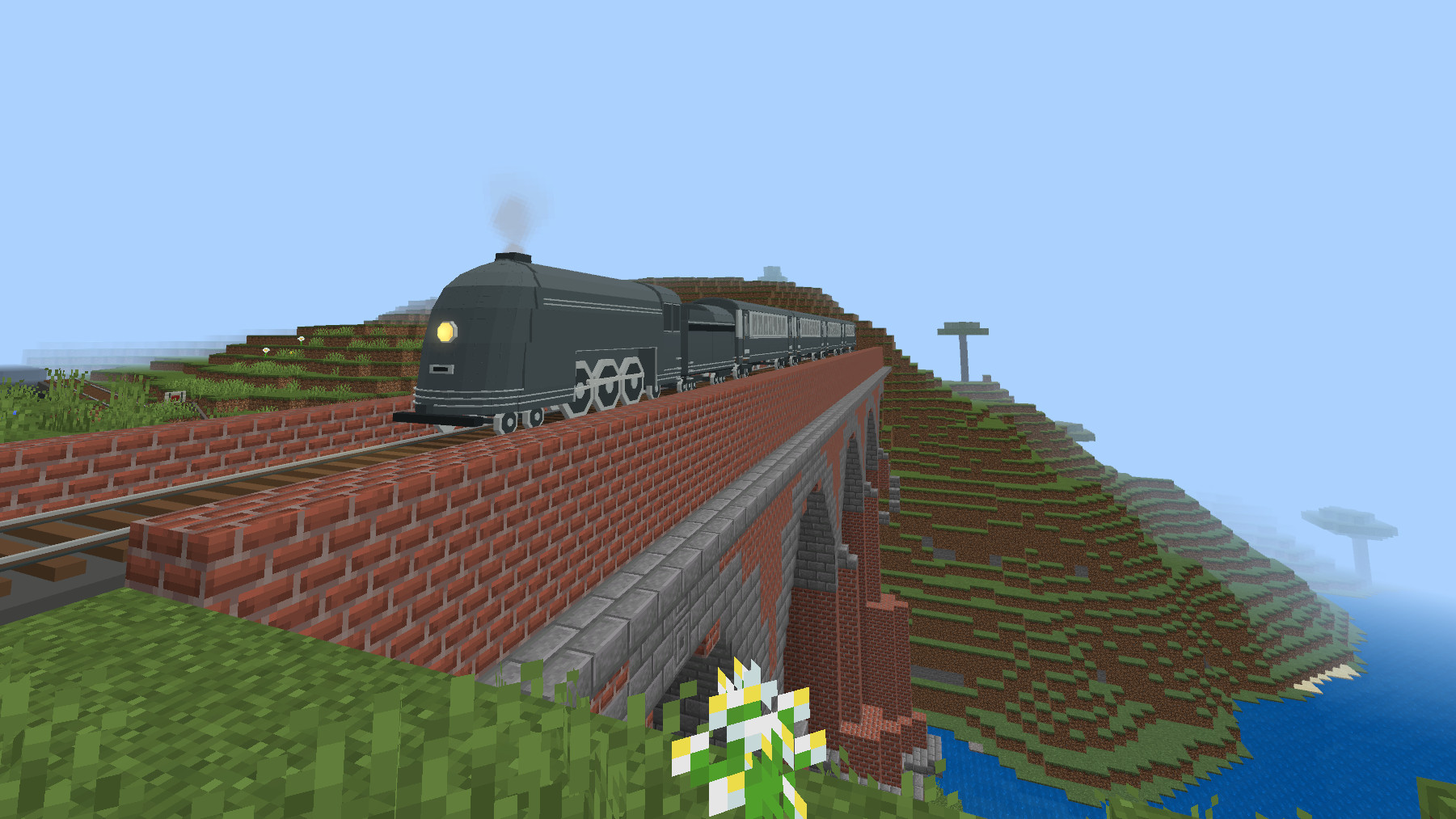 In use: a train crossing the valley viaduct